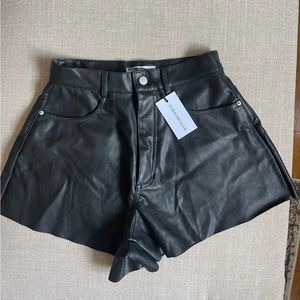 We wore what NWT Black Faux Leather Flare shorts